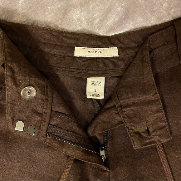 Merona Brown Linen Wide Leg Capri Pants - Picture 4 of 4